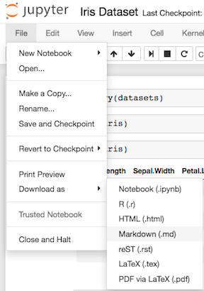 Jupyter Menu Jupyter Menu